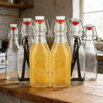 Botella De Vidrio Tapon Hermetico Para Fermentacion 500ml Transparente